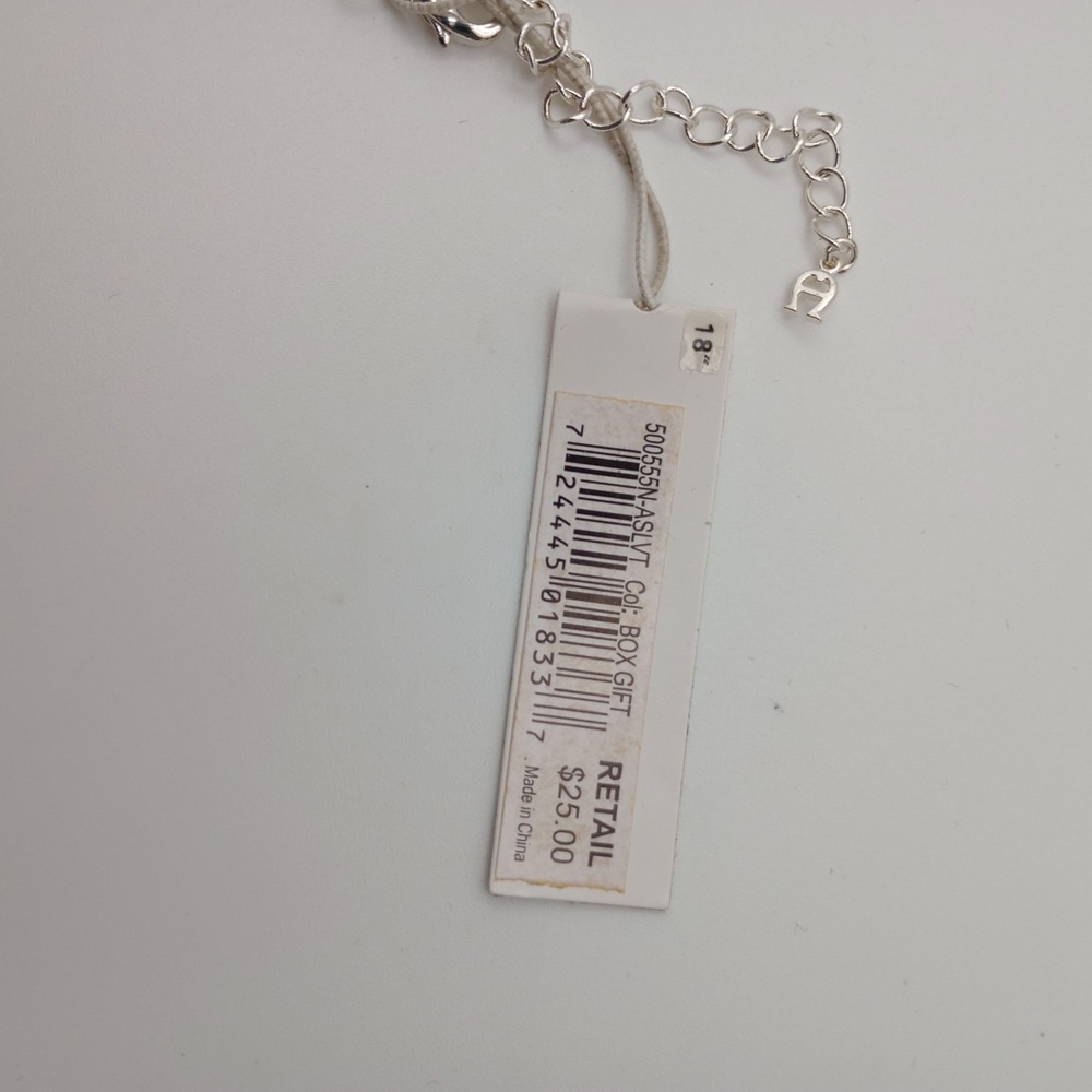 Etienne Aigner Silver-Tone Filigree Round Semi-Precious Pendant Necklace w/ Box‎ - Picture 10 of 14